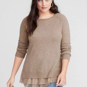 Garnet Hill Cashmere Lace hem sweater size M